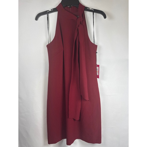 Vince Camuto Dresses & Skirts - Vince Camuto Halter Tie Neck Sheath Dress Bordeaux Red Size 2 casual minimalist